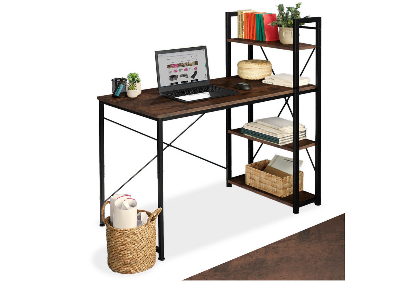 tectake Schreibtisch Computer-Schreibtisch (1-St., 1 tlg), Markanter Computer-Schreibtisch im typischen Industrial Style von tectake