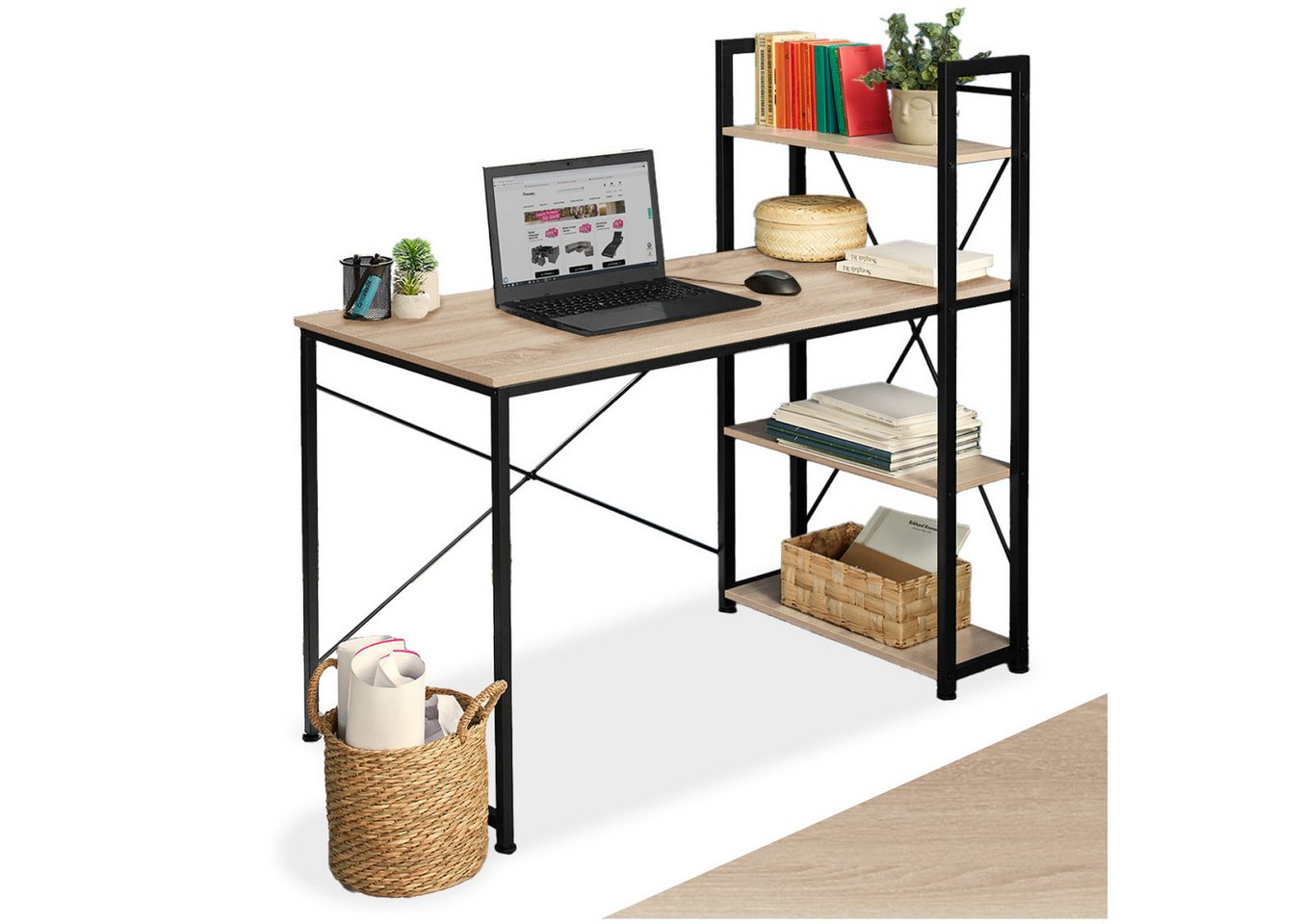 tectake Schreibtisch Computer-Schreibtisch (1-St., 1 tlg), Markanter Computer-Schreibtisch im typischen Industrial Style von tectake