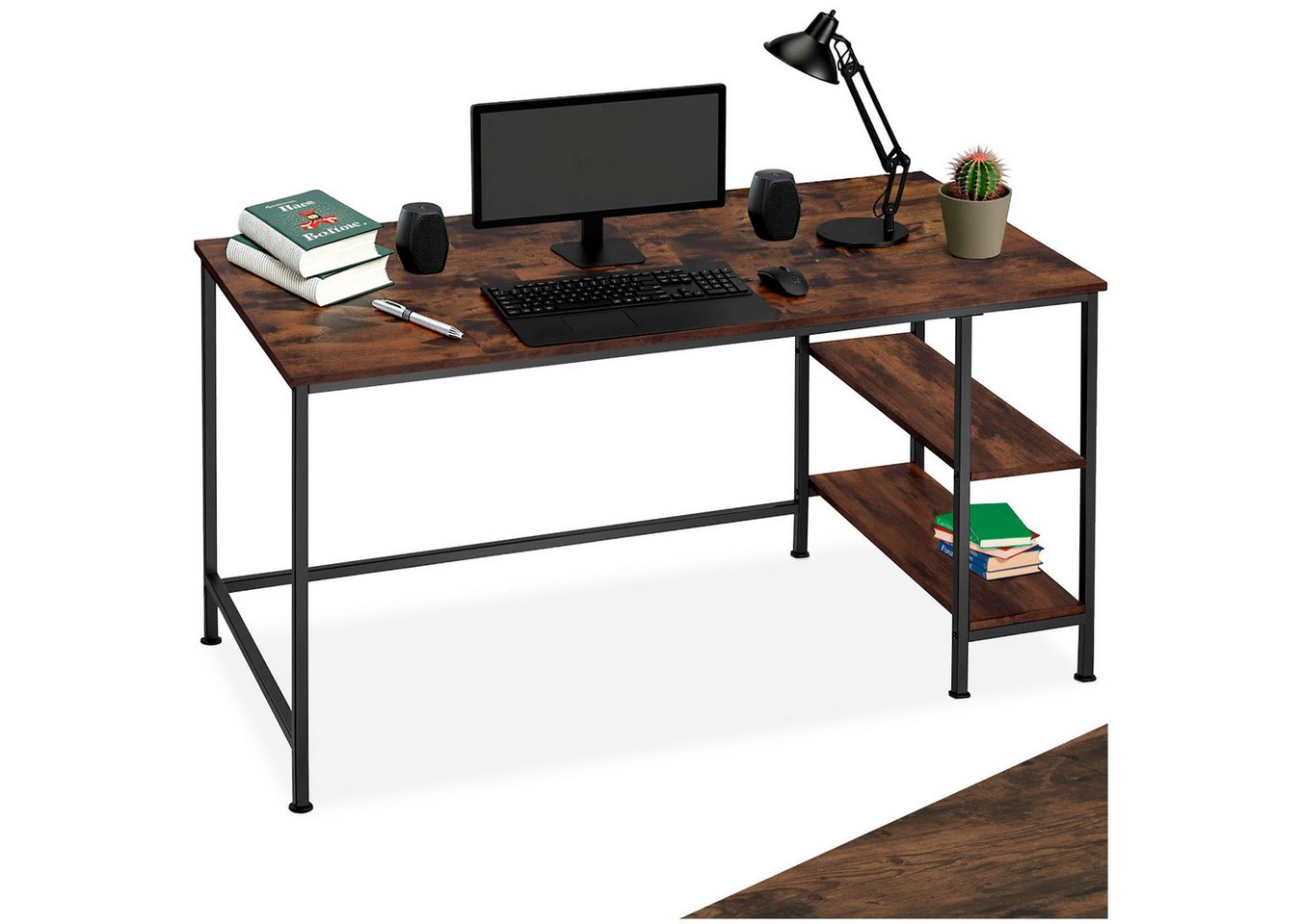 tectake Schreibtisch Computertisch Donegal 140x60x76,5cm (1-St., 1 tlg), Schnörkelloser Schreibtisch im beliebten Industrie-Design von tectake