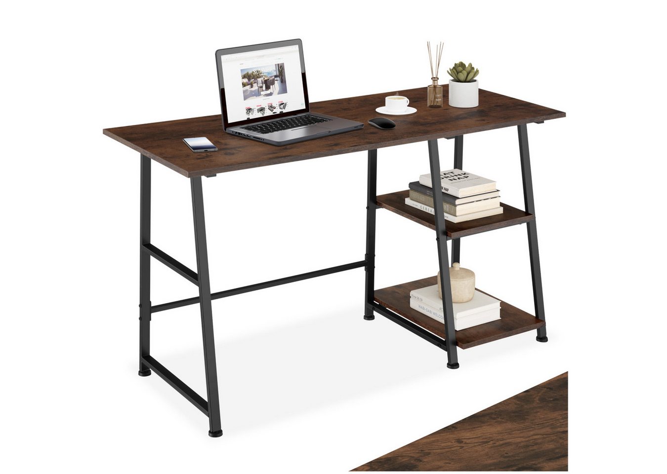 tectake Schreibtisch Computertisch Paisley 120x50x73,5cm (1-St., 1 tlg), Rustikaler Schreibtisch im schnörkellosen Industrial Style von tectake