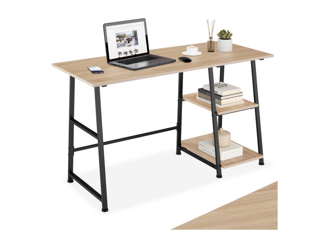 tectake Schreibtisch Paisley (1-St., 1 tlg), Rustikaler Schreibtisch im schnörkellosen Industrial Style von tectake