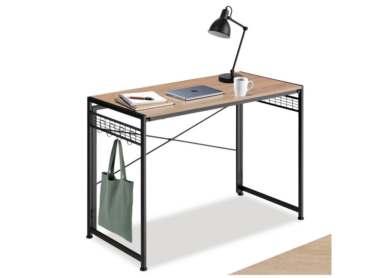 tectake Schreibtisch Paterson (1-St., 1 tlg), Klappbarer Schreibtisch im kontrastreichen Industrial Style von tectake