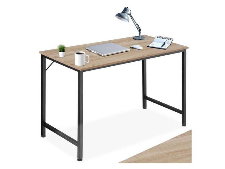 tectake Schreibtisch Schrebitisch (1-St., 1 tlg), Geradliniger Schreibtisch im minimalistischen Industrie-Stil, braun, Industrial Holz hell von tectake