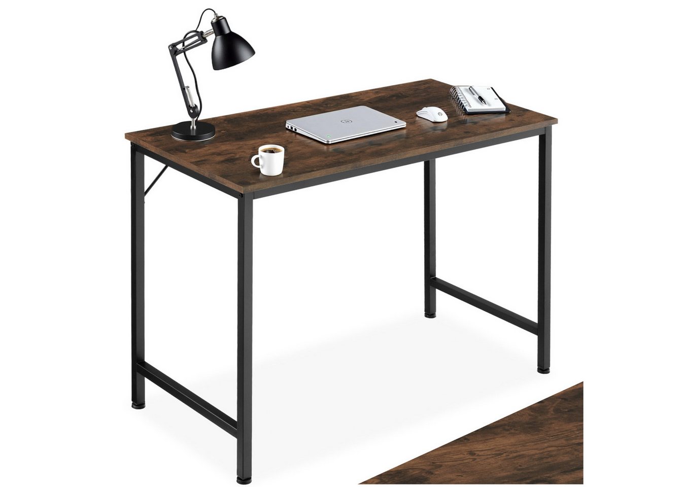 tectake Schreibtisch Schrebitisch (1-St., 1 tlg), Geradliniger Schreibtisch im minimalistischen Industrie-Stil von tectake