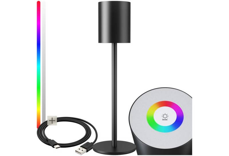tectake Schreibtischlampe Akku-Tischlampe, Dimmbar, Warmweiß, Dimmbare Retro-Tischlampe mit gemütlichem, warmweißem Licht von tectake