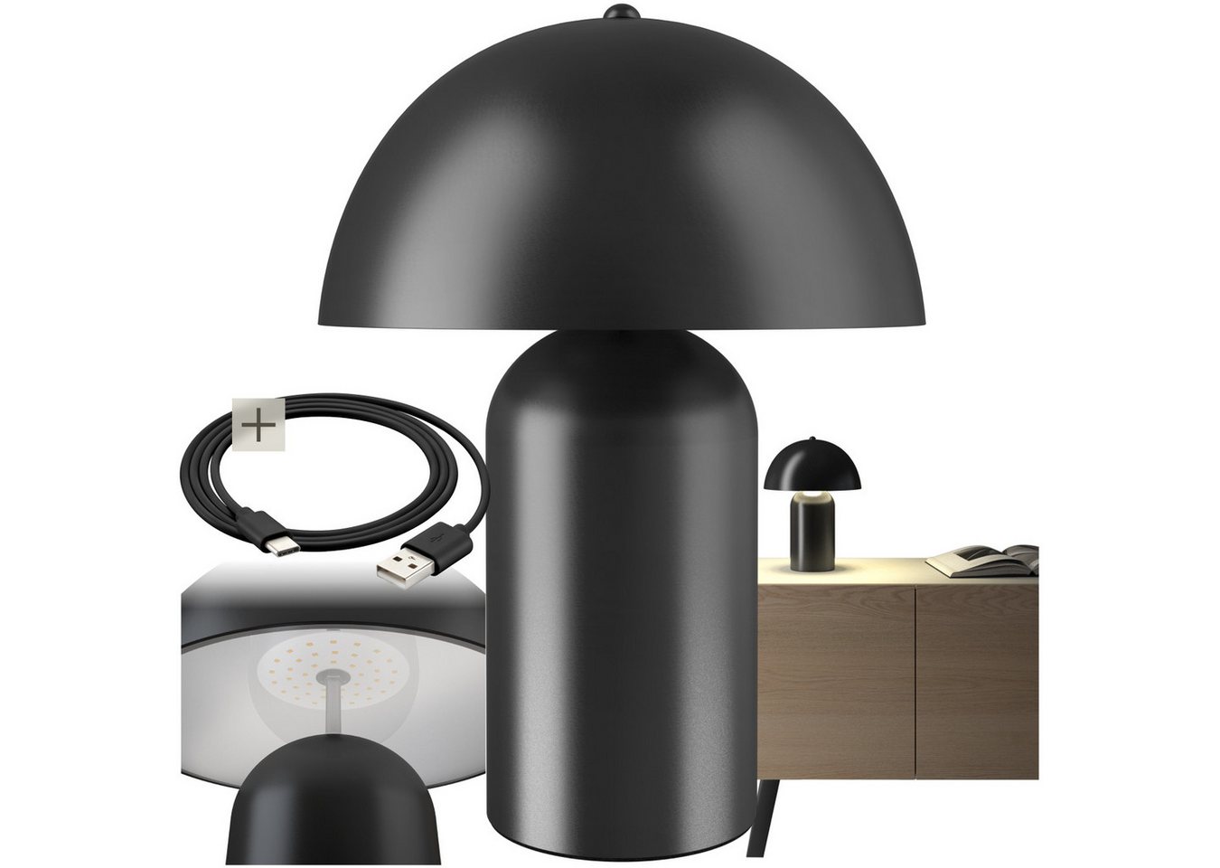 tectake Schreibtischlampe Akku-Tischlampe, Kleine Retro-Tischleuchte im angesagten Pilzdesign der 70er-Jahre tectake Schreibtischlampe Akku-Tischlampe, Kleine Retro-Tischleuchte im angesagten Pilzdesign der 70er-Jahre von tectake