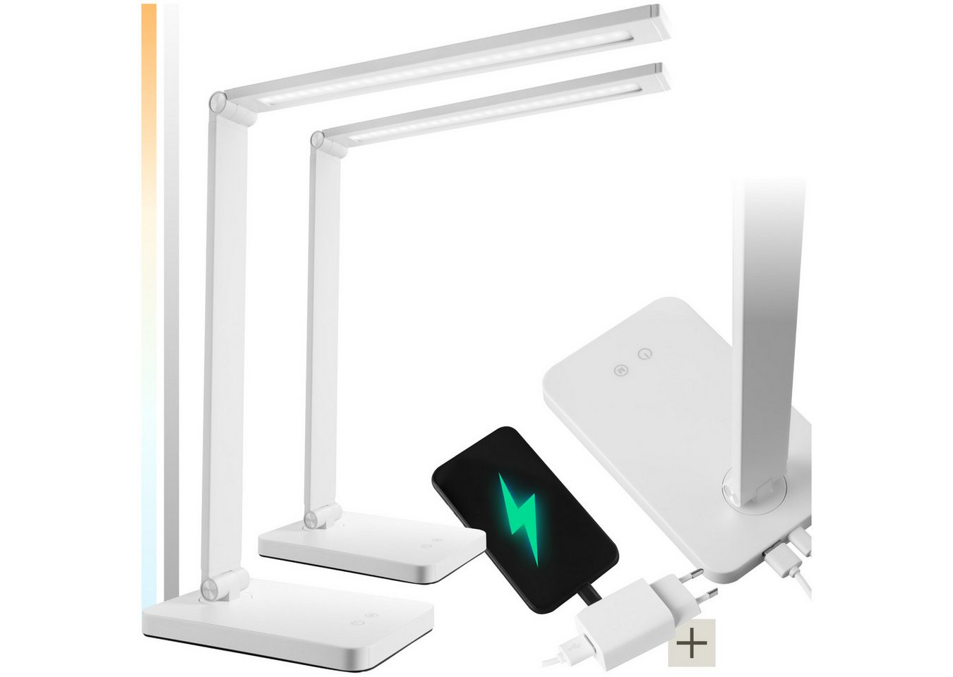 tectake Schreibtischlampe Novaly, Dimmbar, nicht relevant, Dreh-, neig- und klappbare Schreibtischlampe im schlanken Design tectake Schreibtischlampe Novaly, Dimmbar, nicht relevant, Dreh-, neig- und klappbare Schreibtischlampe im schlanken Design von tectake