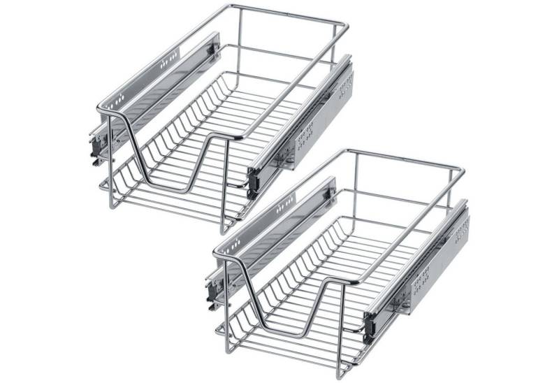 tectake Schublade 2er-Set Teleskopschublade, verchromt von tectake