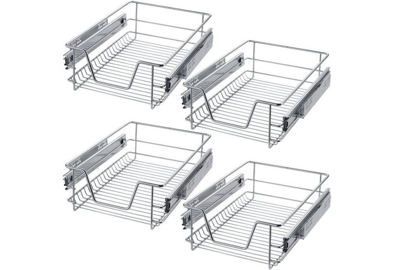 tectake Schublade 4er-Set Teleskopschublade, verchromt von tectake
