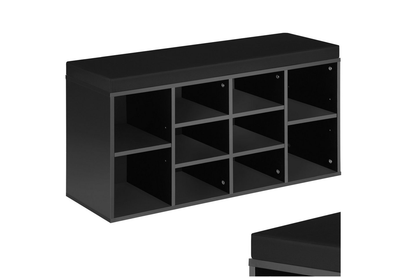 tectake Schuhschrank Schuhregal mit Sitzpolster 103,5x48x30cm (Set mit Schrank+Kissen, 1-St., inkl. Sitzkissen) für 10 Paar Schuhe von tectake