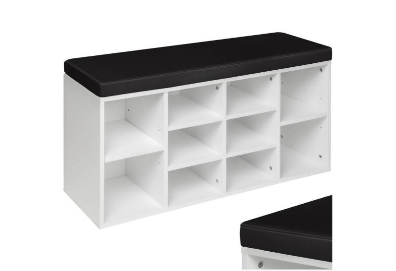 tectake Schuhschrank Schuhregal mit Sitzpolster 103,5x48x30cm (Set mit Schrank+Kissen, 1-St., inkl. Sitzkissen) für 10 Paar Schuhe von tectake