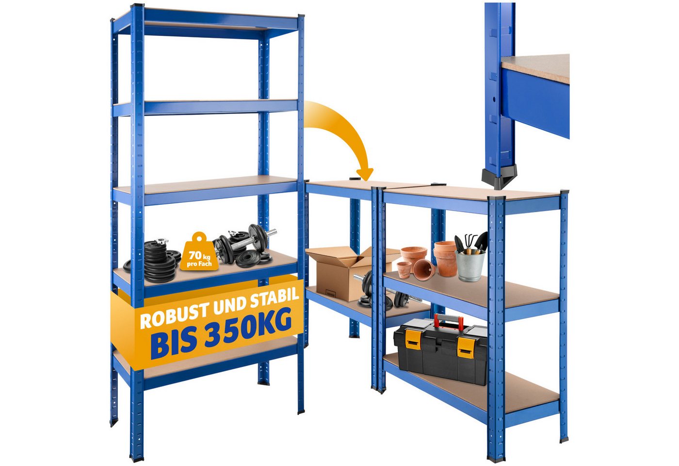 tectake Schwerlastregal, Komplett-Set., höhenverstellbare Einlegeböden tectake Schwerlastregal, Komplett-Set., höhenverstellbare Einlegeböden von tectake