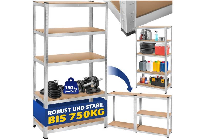 tectake Schwerlastregal, Komplett-Set., höhenverstellbare Einlegeböden von tectake