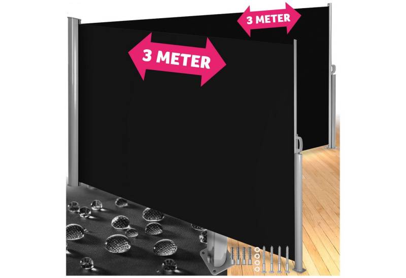 tectake Seitenarmmarkise Doppel-Seitenmarkise aus Aluminium von tectake
