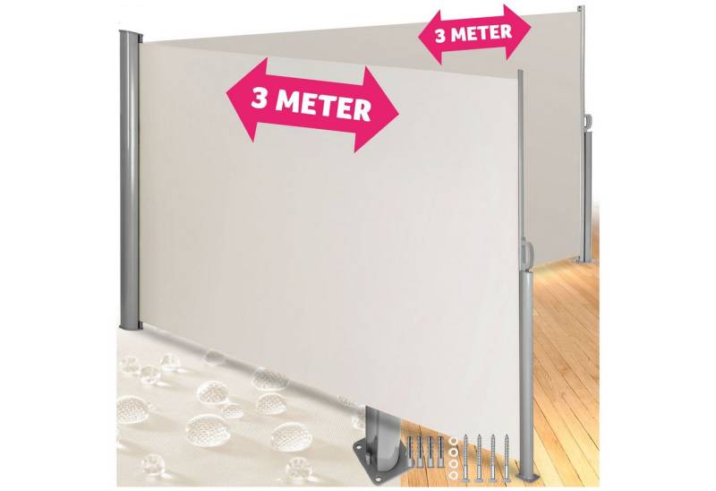 tectake Seitenarmmarkise Doppel-Seitenmarkise aus Aluminium von tectake