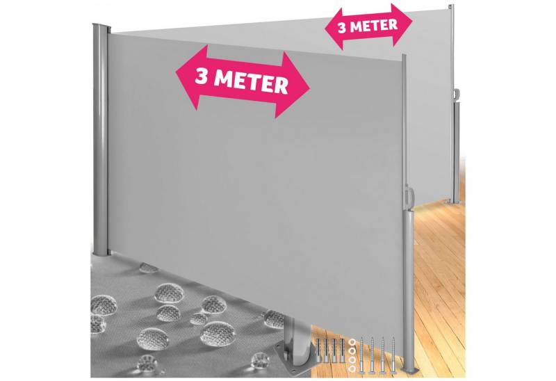 tectake Seitenarmmarkise Doppel-Seitenmarkise aus Aluminium von tectake