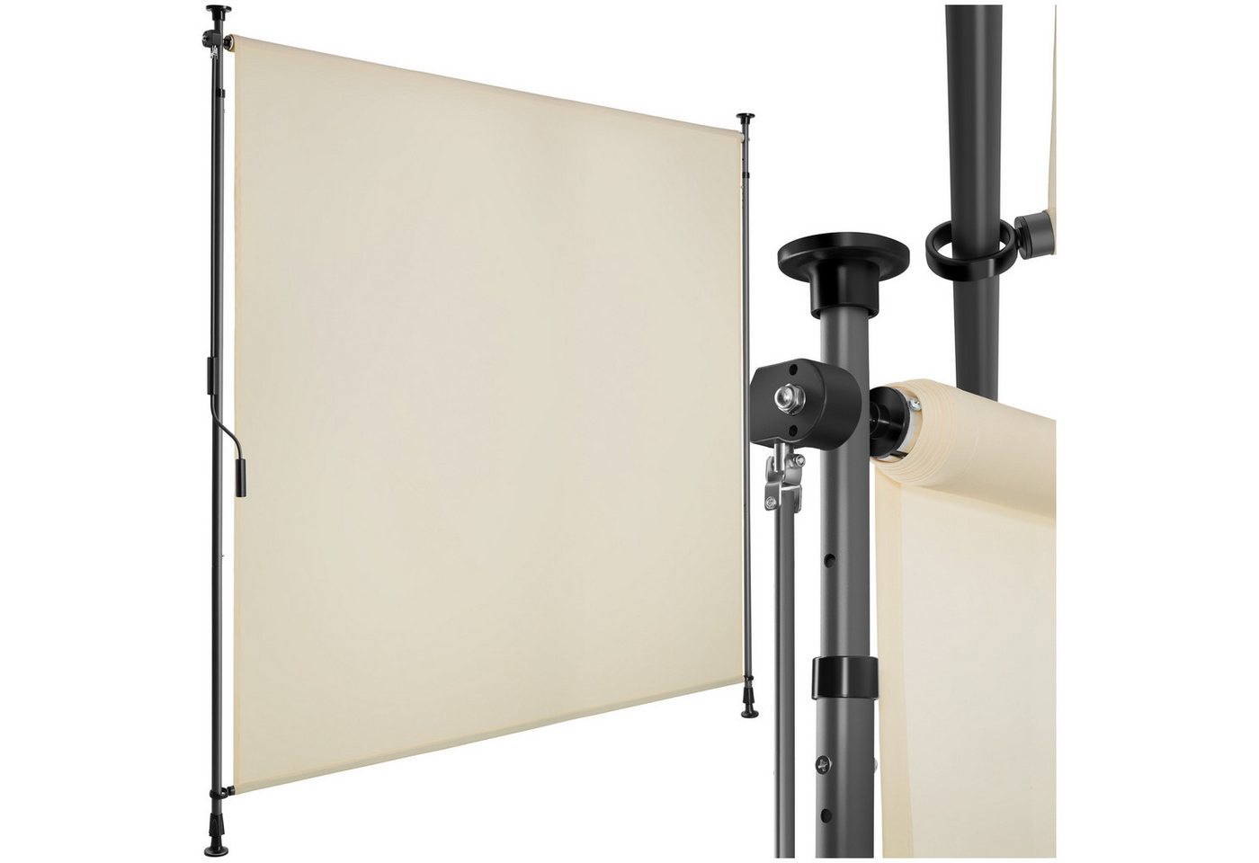 tectake Seitenarmmarkise Klemmmarkise Taija mit Handkurbel, UV-beständig und wasserabweisend rutschfest und bodenschonend von tectake