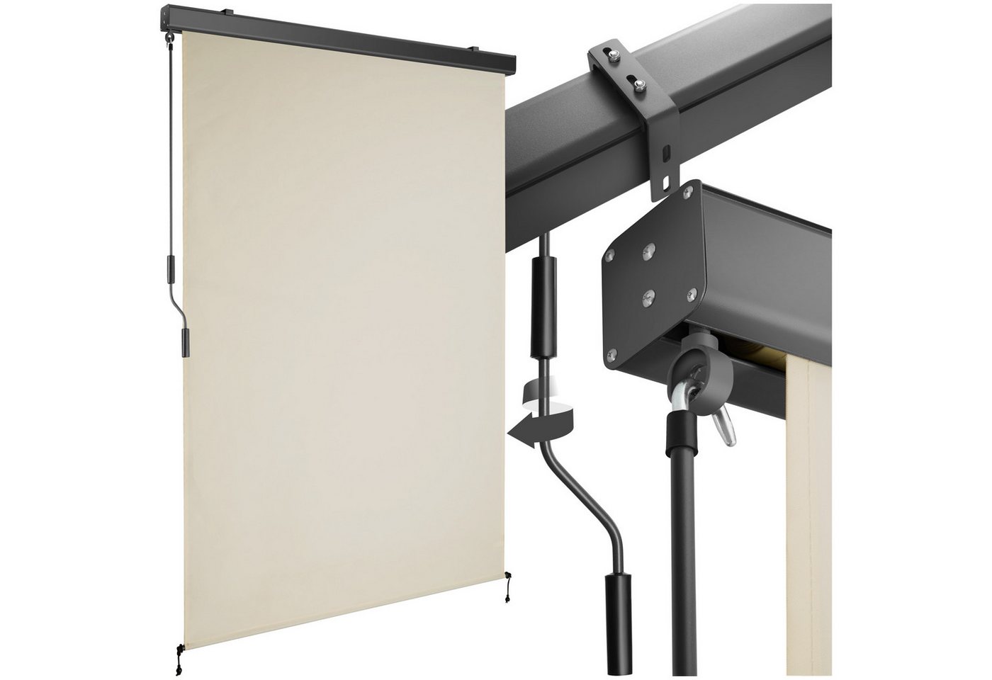 tectake Seitenarmmarkise Senkrechtmarkise Eloise mit 2 Wandhaltern, inkl. Wandhaltern UV-beständig und wasserabweisend von tectake