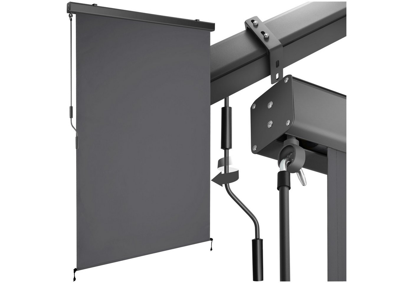 tectake Seitenarmmarkise Senkrechtmarkise Eloise mit 2 Wandhaltern, inkl. Wandhaltern UV-beständig und wasserabweisend von tectake