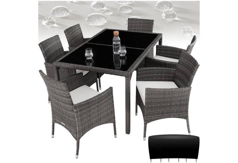 tectake Sitzgruppe Rattan Sitzgruppe, (Set, 7-tlg), für 6 Personen von tectake