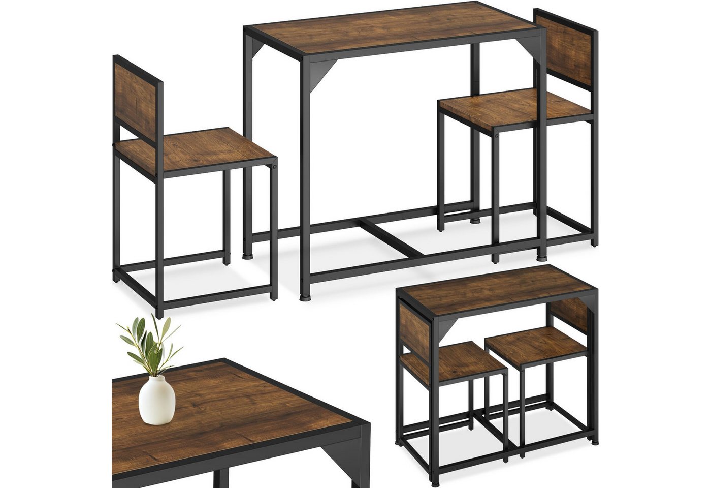 tectake Sitzgruppe Milton, (Set., 3-tlg), Stabile und standfeste Stahlgestelle mit Pulverbeschichtung von tectake