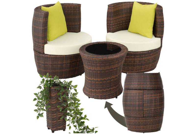 tectake Sitzgruppe Rattan Sitzgruppe, (Set., 4-tlg), Robustes Gestell aus leichtem Aluminium von tectake