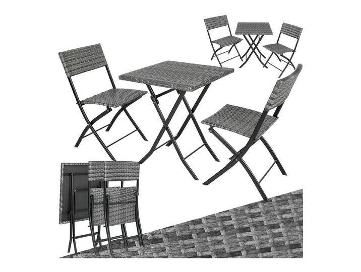 tectake Sitzgruppe Rattanset, (Set., 3-tlg), Robustes Gestell aus pulverbeschichtetem Stahl, grau, grau von tectake