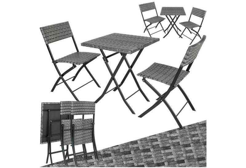 tectake Sitzgruppe Rattanset, (Set., 3-tlg), Robustes Gestell aus pulverbeschichtetem Stahl von tectake