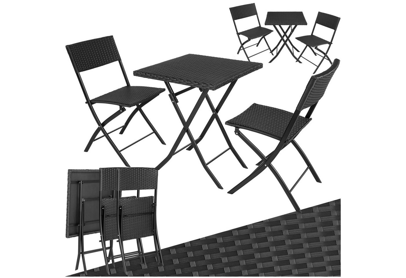 tectake Sitzgruppe Rattanset, (Set., 3-tlg), Robustes Gestell aus pulverbeschichtetem Stahl von tectake