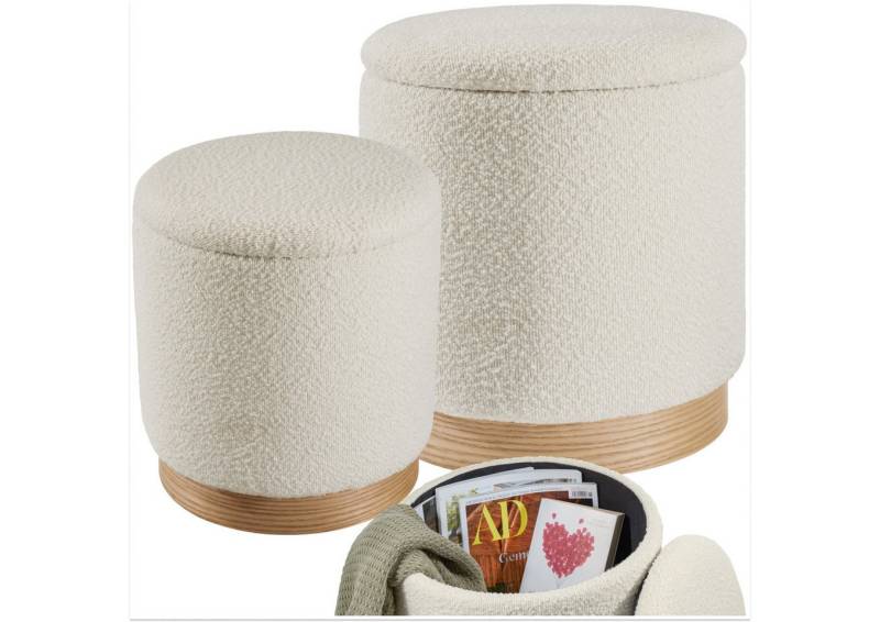 tectake Sitzhocker 2er Set Sitzhocker mit Stauraum, rund von tectake