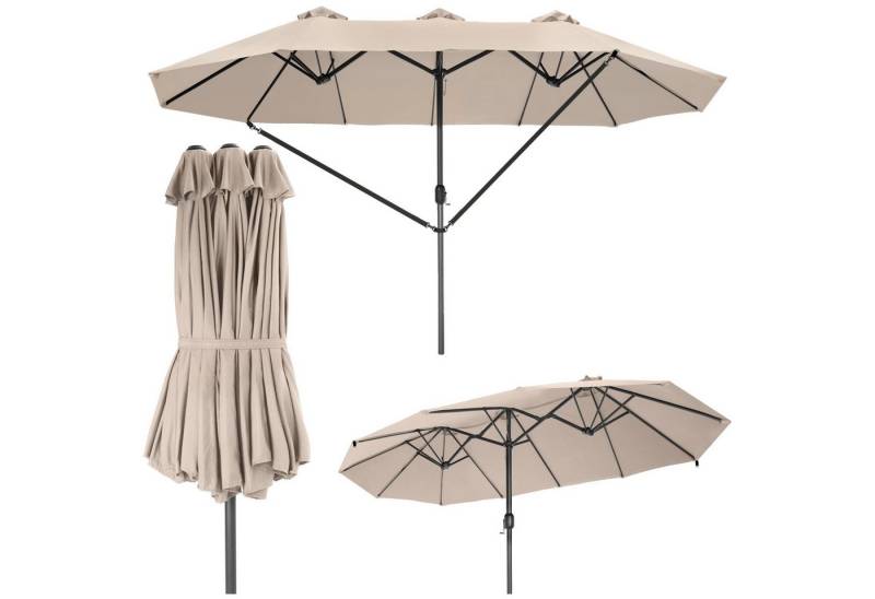 tectake Sonnenschirm Ampelschirm Silia 460x270cm mit 3 Winddächern, geeignetes Set für Terrasse oder Garten, Parasol inkl. Windsicherung und Schutzhülle, 460 x 270 cm von tectake
