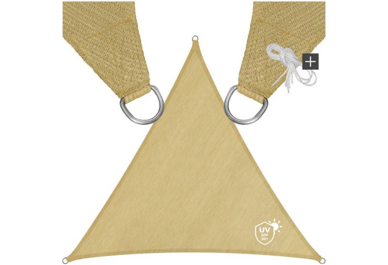 tectake Sonnensegel, (Set, 4 x 4 x 4 m), dreieckig mit UV-Schutz 50+ von tectake
