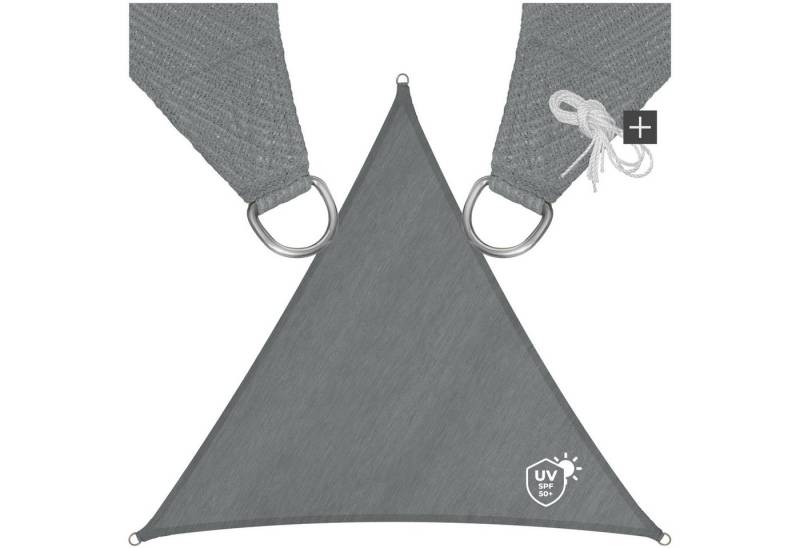 tectake Sonnensegel, (Set, 4 x 4 x 4 m), dreieckig mit UV-Schutz 50+ von tectake