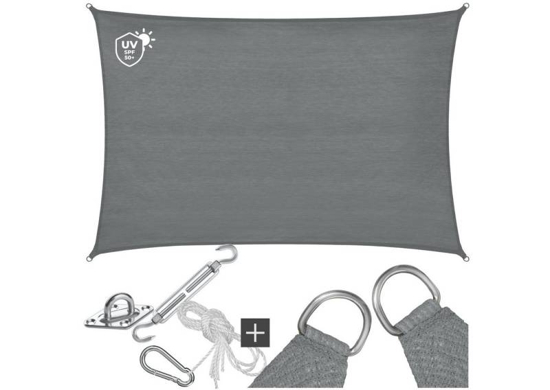 tectake Sonnensegel Sunny, (Set, 2 x 3 m), verschiedene Größen, HDPE mit 185 g/m² und 87 % UV-Schutz von tectake