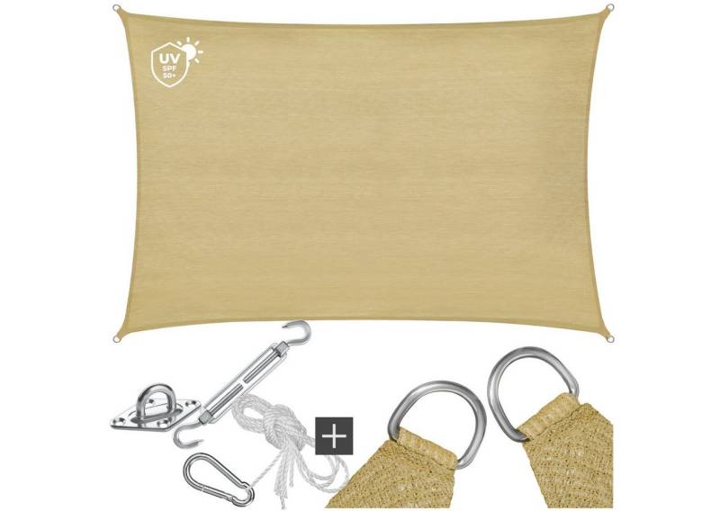 tectake Sonnensegel Sunny, (Set, 2 x 3 m), verschiedene Größen, HDPE mit 185 g/m² und 87 % UV-Schutz von tectake