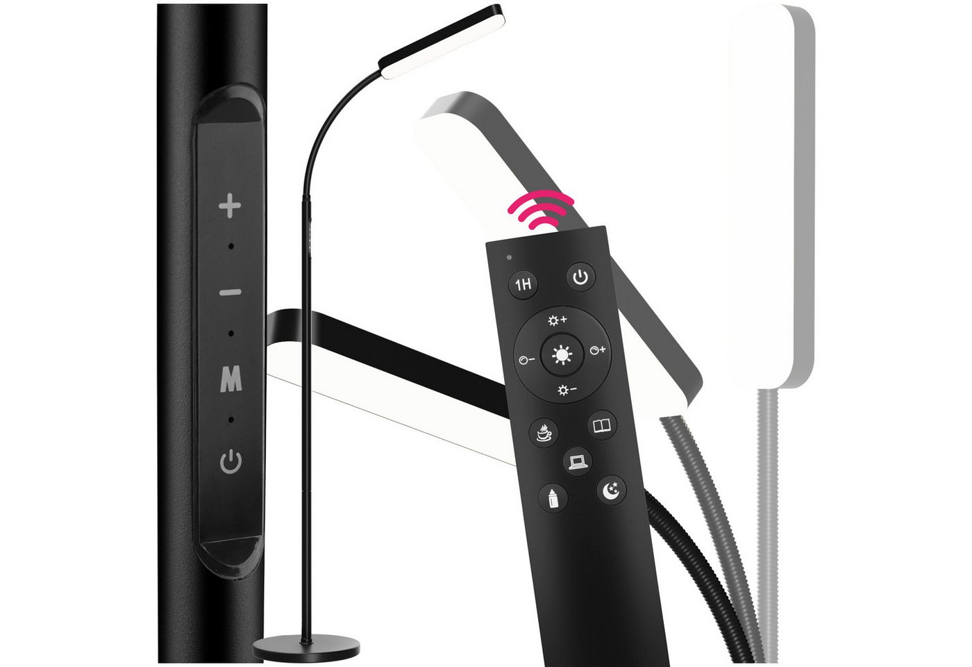 tectake Stehlampe Wohnzimmerlampe Prisma LED, 5 Lichtmodi, 12 W, dimmbar, LED, Weiß, Moderne Stehlampe mit Schwanenhals für präzise Lichtausrichtung tectake Stehlampe Wohnzimmerlampe Prisma LED, 5 Lichtmodi, 12 W, dimmbar, LED, Weiß, Moderne Stehlampe mit Schwanenhals für präzise Lichtausrichtung von tectake
