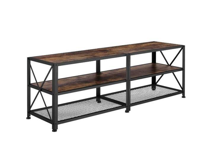 tectake TV-REGAL, Rost, Beton Optik, Rechteckig, 41.5x50.5x141 cm, Wohnzimmer, Wohnwände, Lowboards, Lowboards stehend von tectake