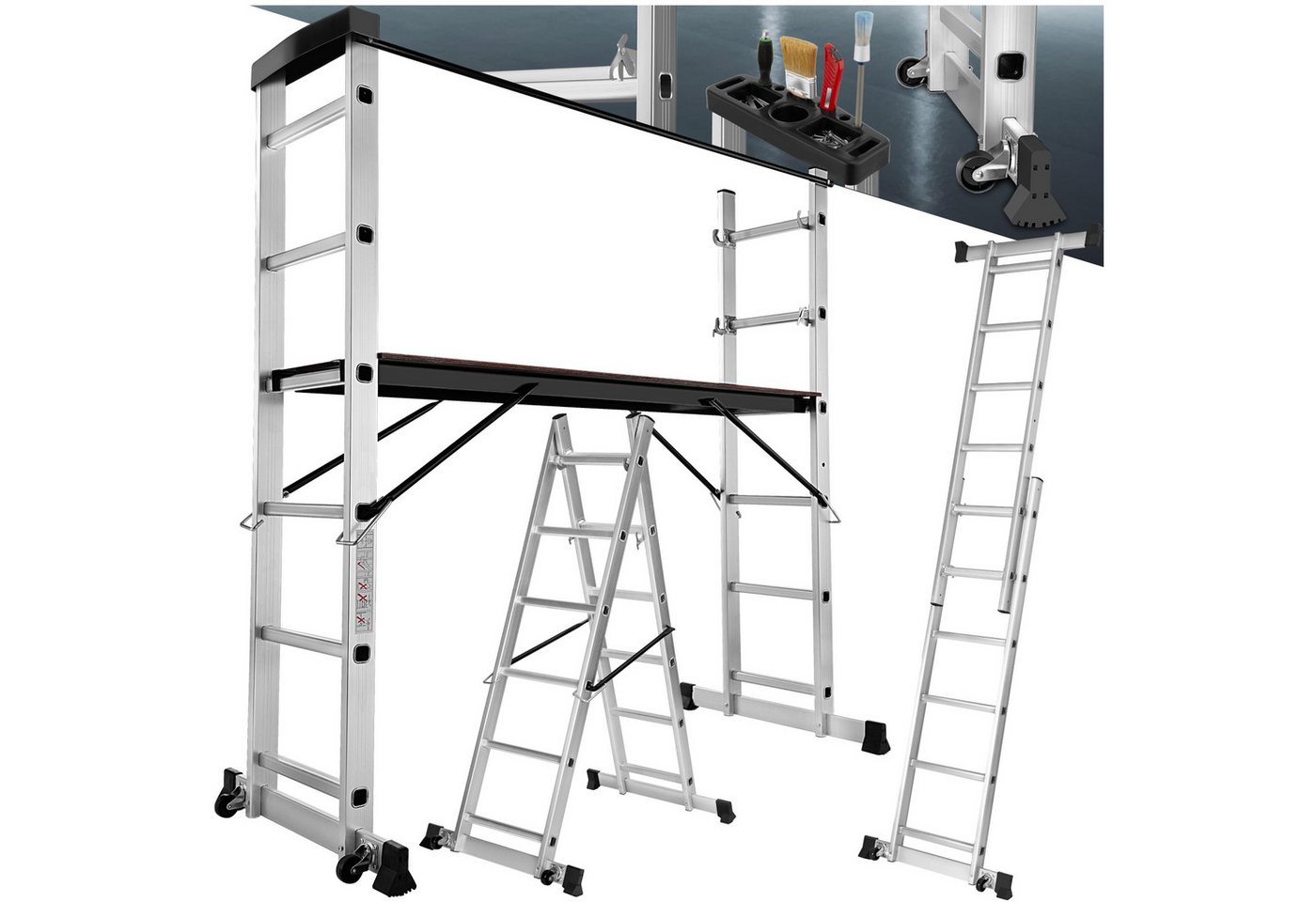 tectake Teleskopleiter Multigerüst, 4 in 1 tectake Teleskopleiter Multigerüst, 4 in 1 von tectake