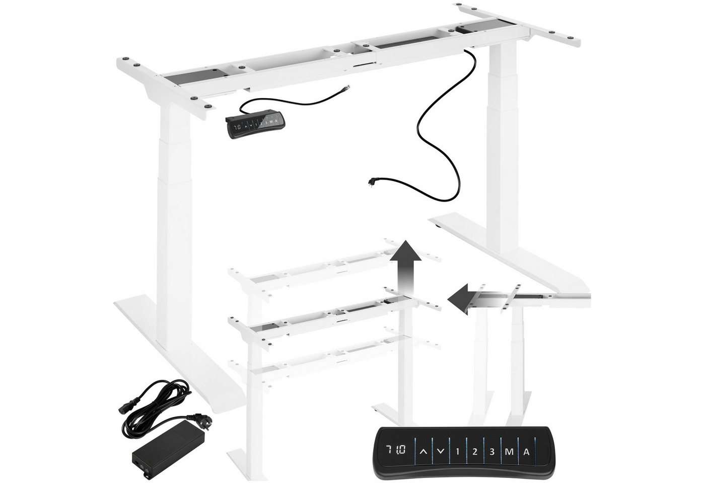 tectake Tischgestell Schreibtischgestell elektrisch höhenverstellbar Memory-Funkt. extra (1-St., 1 tlg), Elektrisch stufenlos höhenverstellbar von tectake