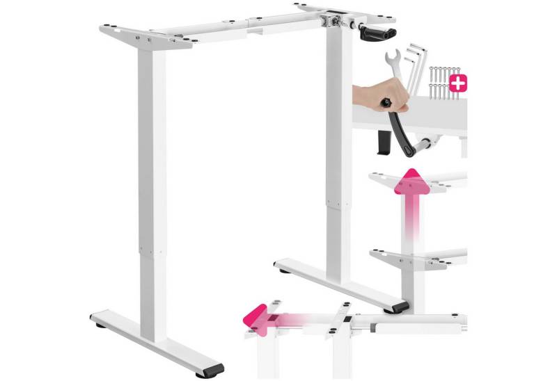 tectake Tischgestell Schreibtischgestell Idun, höhenverstellbar, mit Handkurbel (1-St), stufenlos höhenverstellbar mit Handkurbel von tectake