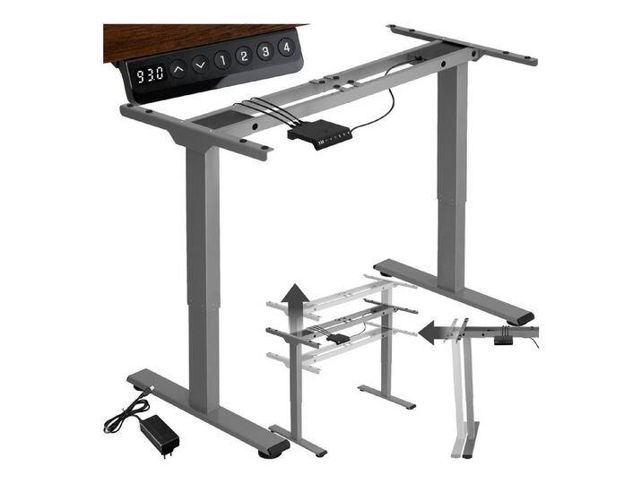tectake Tischgestell Schreibtischgestell Melville höhenverstellbar 110-168x60x70-119cm (1-St., 1 tlg), Flexibler Tischrahmen in moderner Optik, grau von tectake