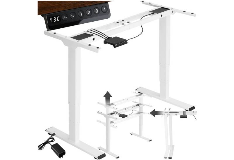 tectake Tischgestell Schreibtischgestell Twain höhenverstellbar 110-168x60x60-125cm (1-St., 1 tlg), Flexibler Tischrahmen in moderner Optik von tectake
