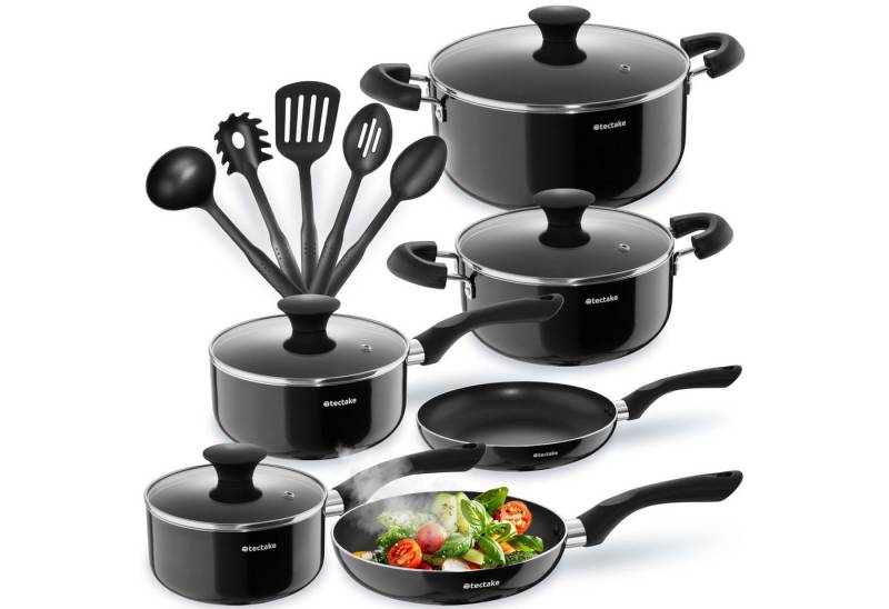 tectake Topf-Set Kochtopfset, Aluminium, 15-teilig von tectake