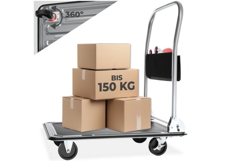 tectake Transportwagen Plattformwagen, (Set), klappbarer Handgriff mit Aufbewahrungsfach von tectake