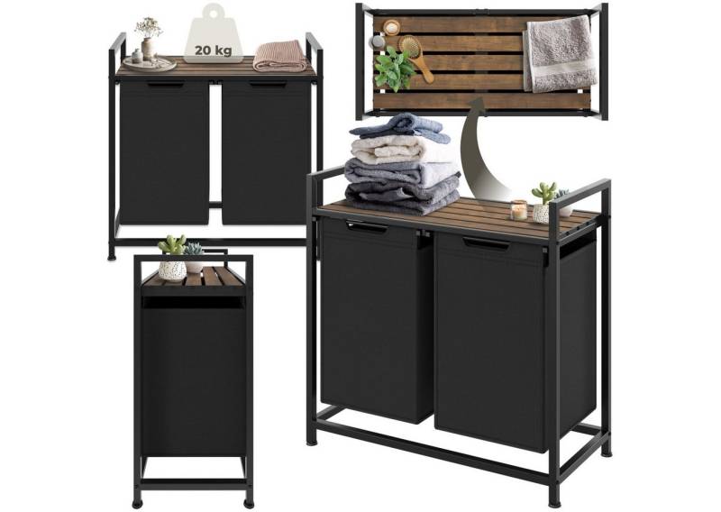tectake Wäschekorb Wäschesortierer, Industrial-Style, 2 oder 3 ausziehbare Fächer von tectake