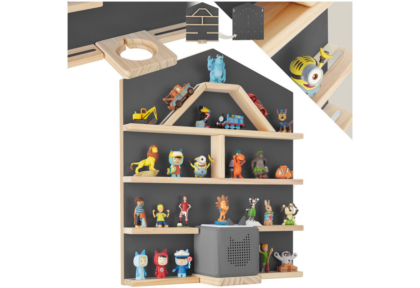 tectake Wandregal Hängeregal Mylittle Story für bis zu 50 Tonies, Set 1-tlg., für bis zu 50 Tonies von tectake