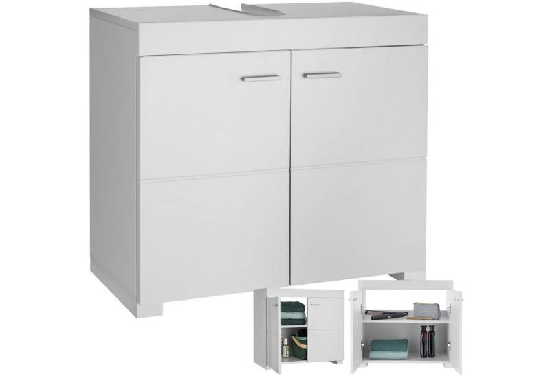 tectake Waschbeckenunterschrank Badezimmerschrank Idris, 2 Fächer, Belastbarkeit 35 kg (60 x 35 x 56 cm) 2 geräumige Fächer von tectake