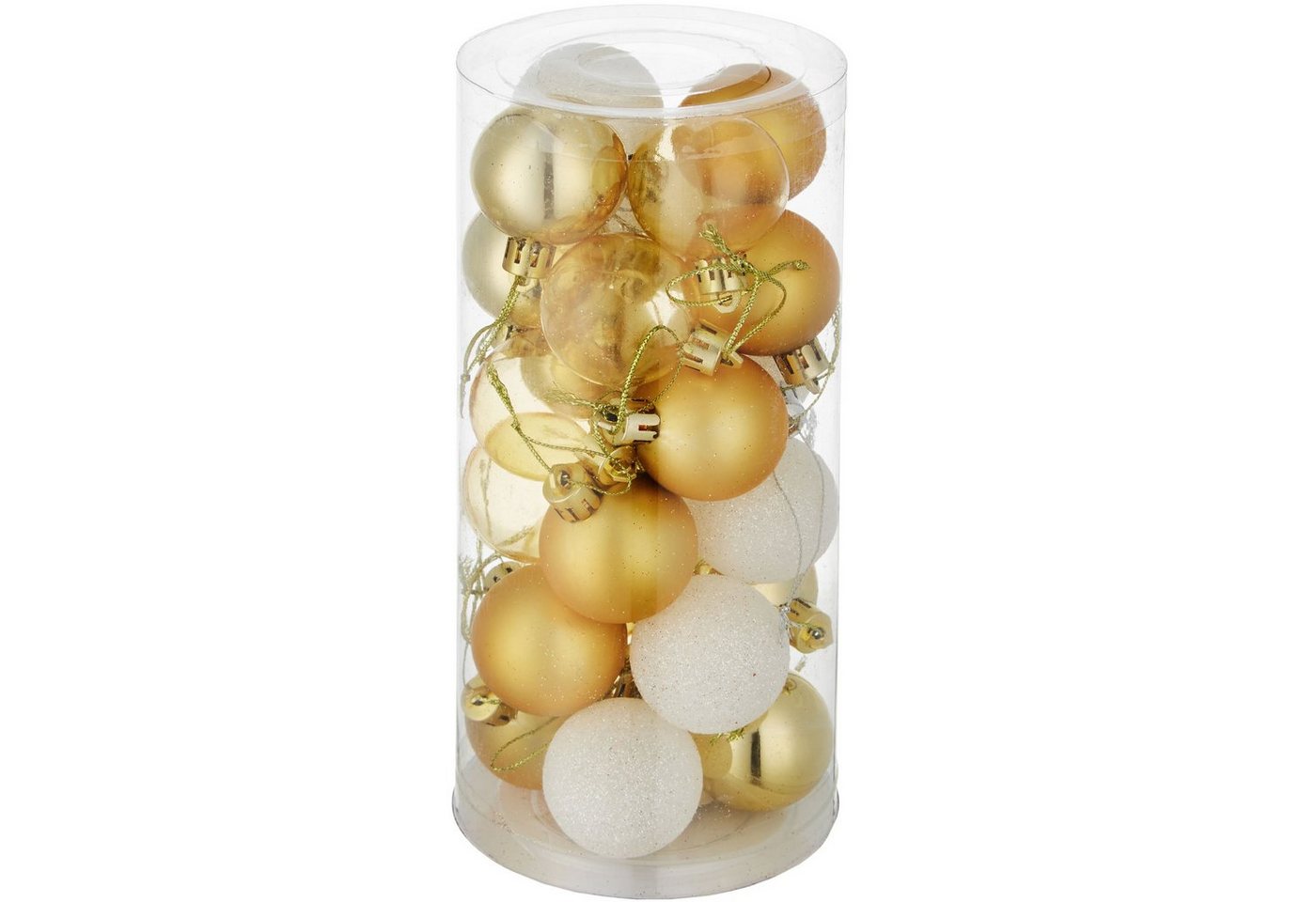 tectake Weihnachtsbaumkugel Christbaumkugel (1 St), 24er-Set in Weiß und Gold von tectake