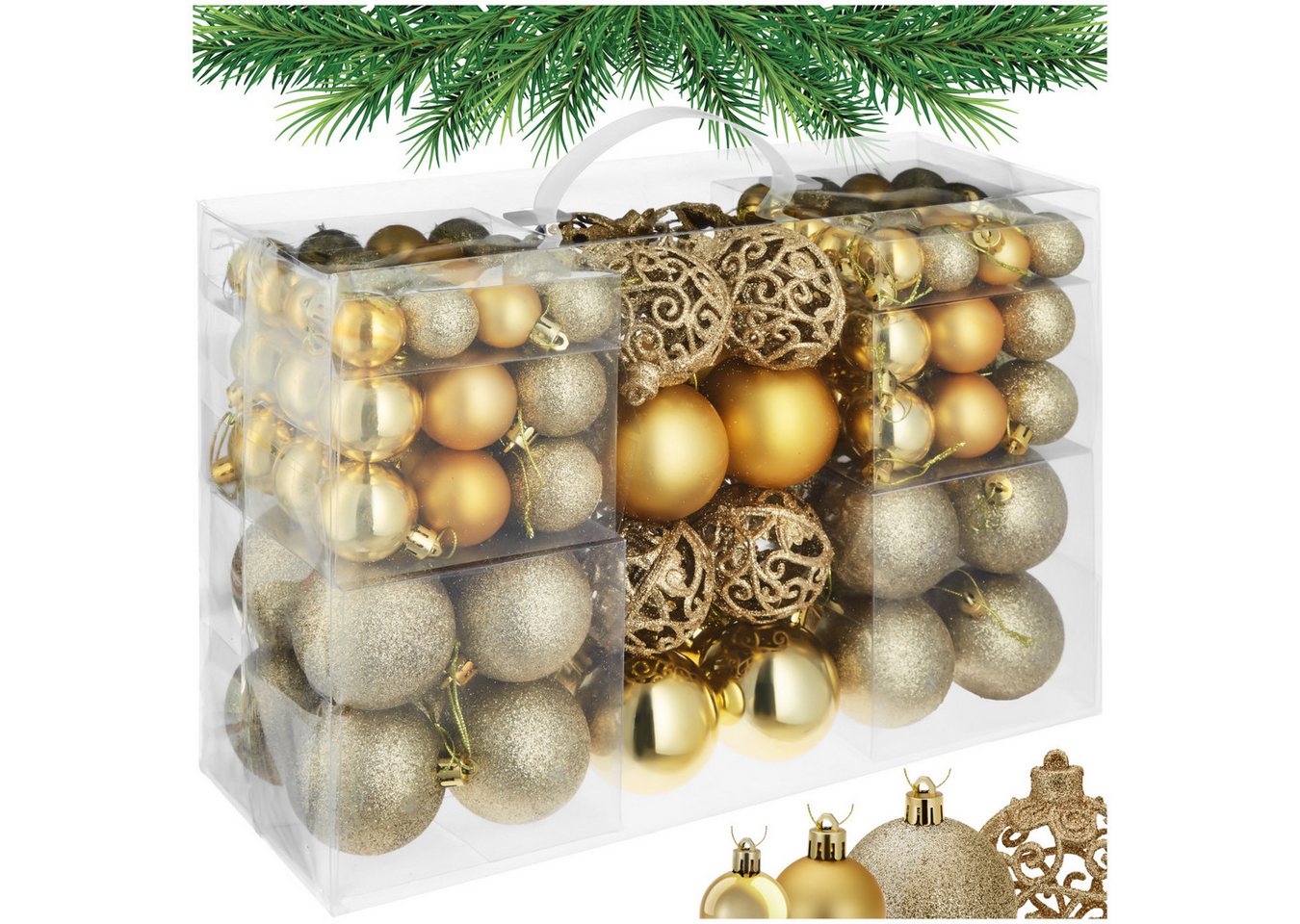 tectake Weihnachtsbaumkugel Weihnachtskugeln (1 St), 100er-Set in Gold von tectake