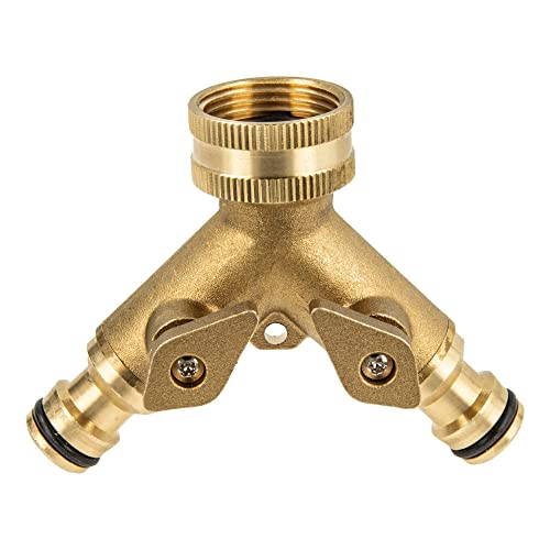 2-Wege Y-Verteiler mit Absperrhähnen 3/4 mit Stecksystem -Messing 2-Wege Y-Verteiler mit Absperrhähnen 3/4 mit Stecksystem -Messing von tecuro